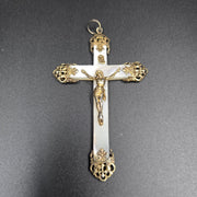 Mother of Pearl and Silver, Antique Cross Pendant