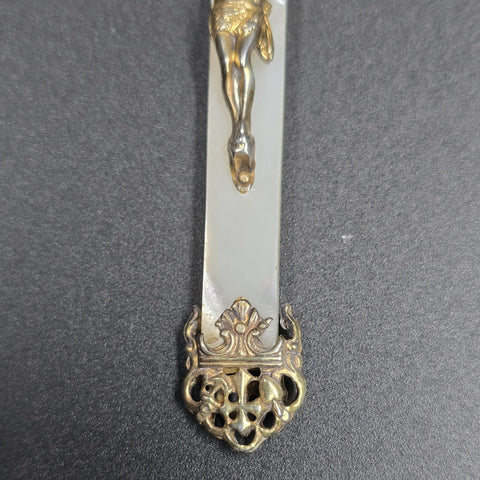 Mother of Pearl and Silver, Antique Cross Pendant