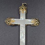 Mother of Pearl and Silver, Antique Cross Pendant