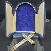 Mother of Pearl and Silver, Antique Cross Pendant