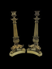 Pair of Napoleon III Gilt Bronze Candlesticks