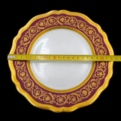 -  Cheverny Limoges - Assiettes à dessert Incrustation D'or, double dorure Polie À L'agate.