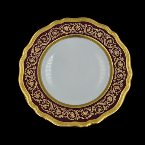 -  Cheverny Limoges - Assiettes à dessert Incrustation D'or, double dorure Polie À L'agate.