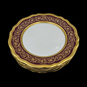-  Cheverny Limoges - Assiettes à dessert Incrustation D'or, double dorure Polie À L'agate.
