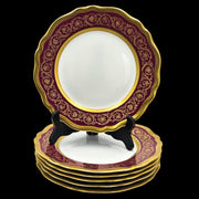 -  Cheverny Limoges - Assiettes à dessert Incrustation D'or, double dorure Polie À L'agate.