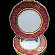 - Cheverny Limoges - 6 Large Porcelain Dinner Plates, Gold Inlay, Double Gilding Polished With Agate