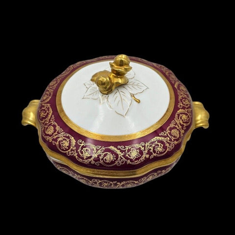 - Cheverny Limoges - Double porcelain soup tureen with gold inlay, polished with agate