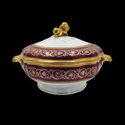 - Cheverny Limoges - Double porcelain soup tureen with gold inlay, polished with agate