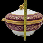 - Cheverny Limoges - Double porcelain soup tureen with gold inlay, polished with agate