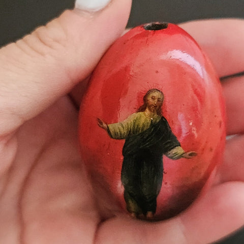 Lukutin, Antique Papier Mache Egg, 19th Century Russia