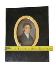 Ancienne Miniature, Portrait D'un homme XIXÈME Signé Mme Rivière