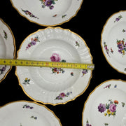 Royal Copenhagen Small Soup Plates ×6 Antique "Saxon Flowers"
