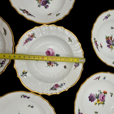 Royal Copenhagen Small Soup Plates ×6 Antique "Saxon Flowers"