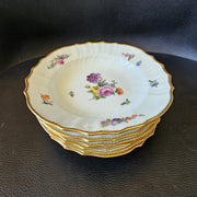 Royal Copenhagen Small Soup Plates ×6 Antique "Saxon Flowers"