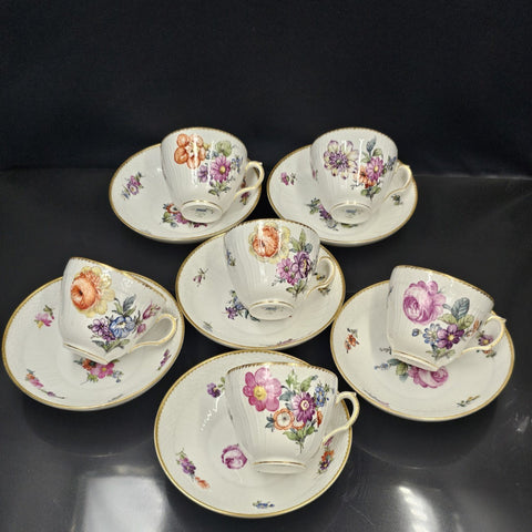 - Royal Copenhagen - 6 Porcelain Cups and 6 Saucers