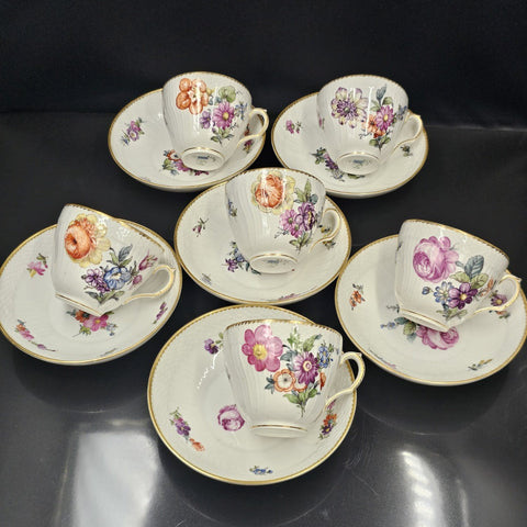 - Royal Copenhagen - 6 Porcelain Cups and 6 Saucers
