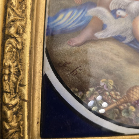 Ancien Tableau, Peinture Emaillée XIXème