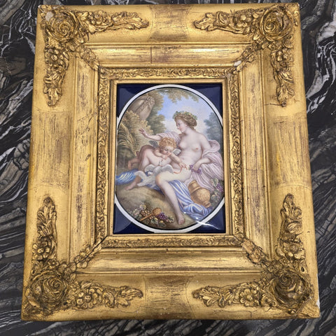 Ancien Tableau, Peinture Emaillée XIXème