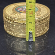 Antique Round Gilded Brass Box