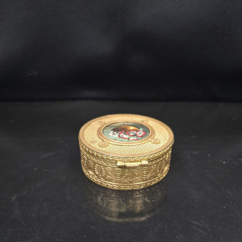 Antique Round Gilded Brass Box