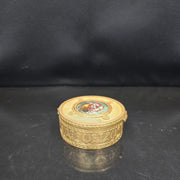 Antique Round Gilded Brass Box