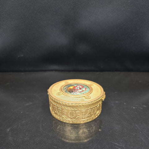 Antique Round Gilded Brass Box