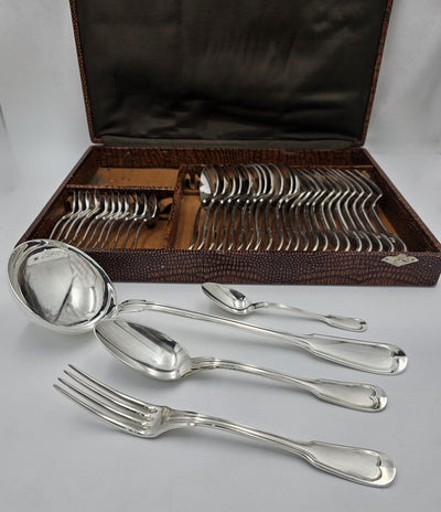 - SFAM - Ménagère 12 Personnes Modèle Filet. French silver plated cutlery